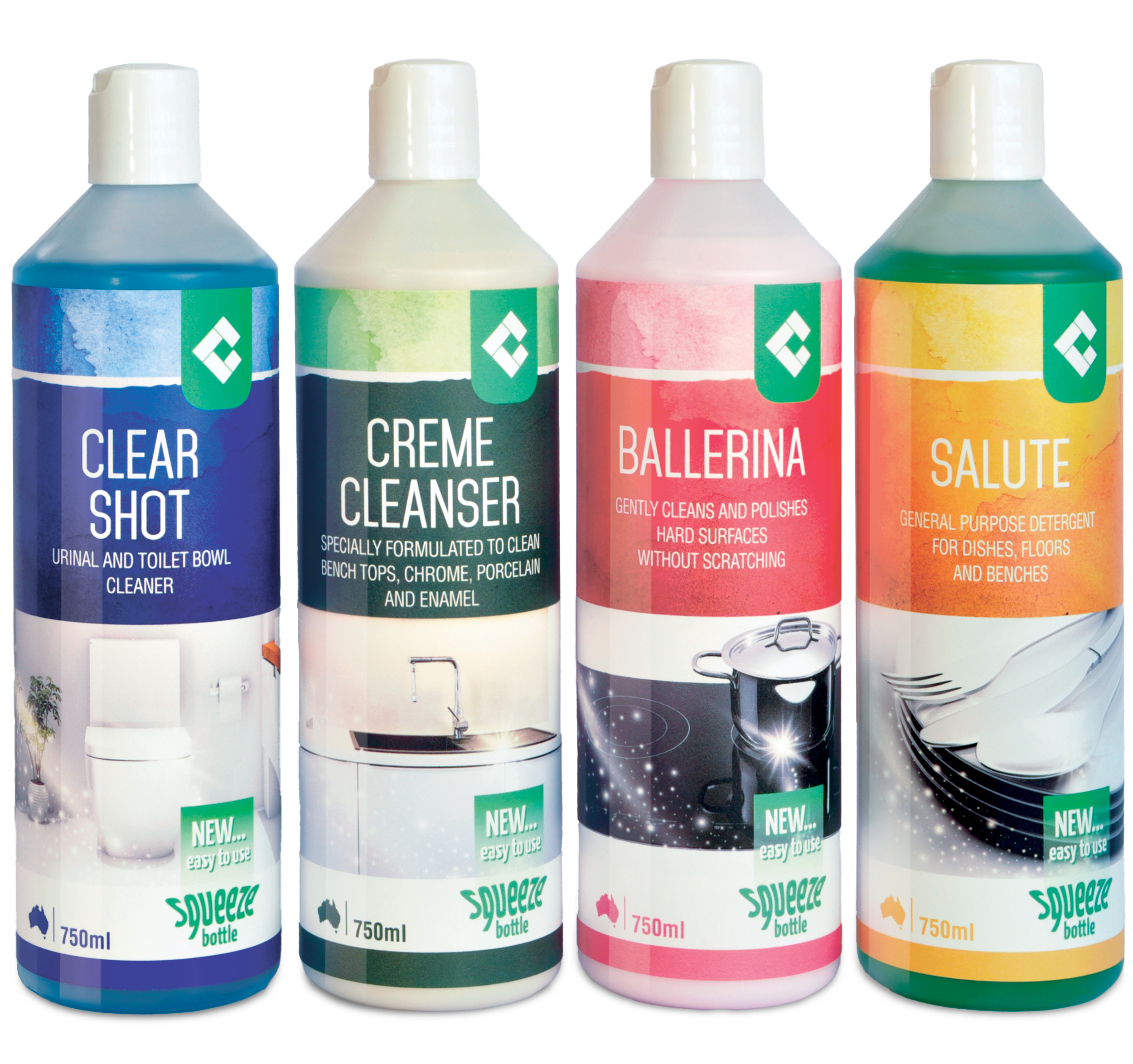 Ready to use 750ml Squeeze Bottle Range